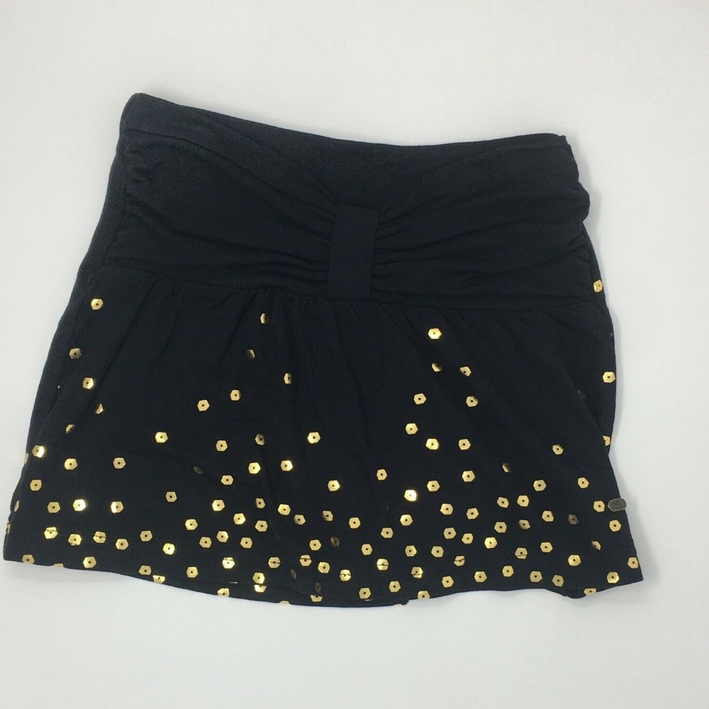 Petit Lem Girls Skirt Black Short Gold Dots NEW